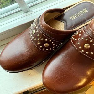 Michael Kors Brown Leather Clogs - Size 8